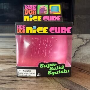 NIB NeeDoh Nice Cube Translucent Pink Super Solid Squish Schylling Viral Squishy